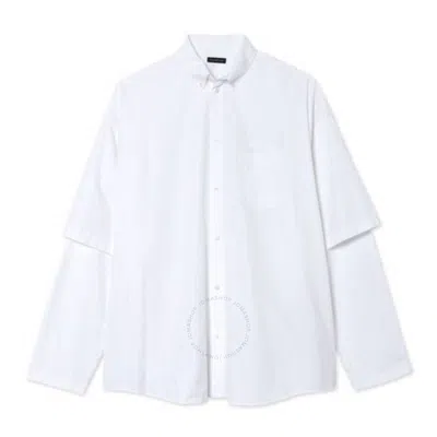 Balenciaga White Double Layer Sleeve Cotton Shirt