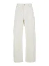 Balenciaga White Five Pocket Jeans With Ripped Hem In Cotton Woman In Multicolor