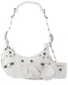 Balenciaga White Lambskin Leather Cagole Shoulder Xs Bag In White