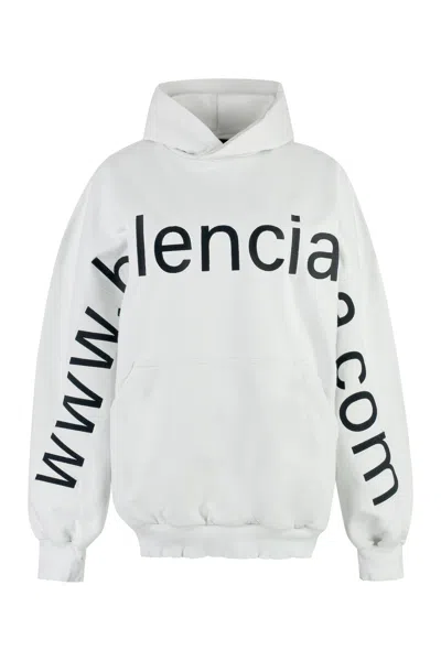 Balenciaga White Large Fit Hoodie For Men