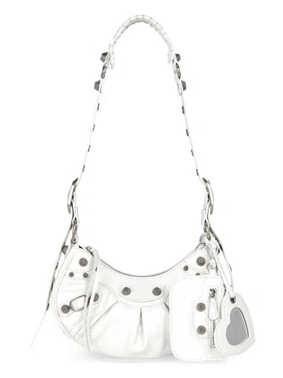 BALENCIAGA WHITE LE CAGOLE XS SHOULDER BAG