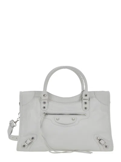 Balenciaga White Le City Medium Satchel Bag In Multicolor
