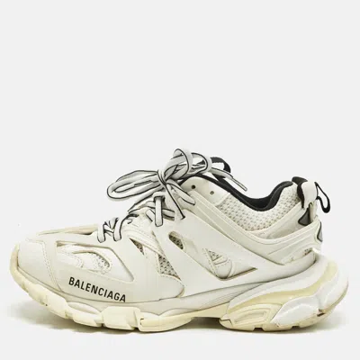 Pre-owned Balenciaga White Leather And Mesh Track Lace Up Sneakers Size 37