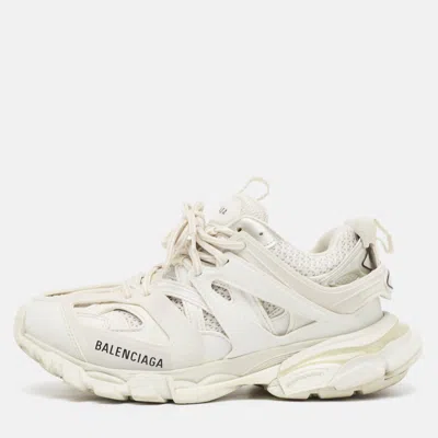 Pre-owned Balenciaga White Leather And Mesh Track Sneakers Size 37
