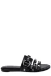 Balenciaga City Nappa Leather Flat Slides In Black