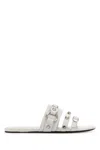 Balenciaga City Studded-strap Slide Sandals In White/silver