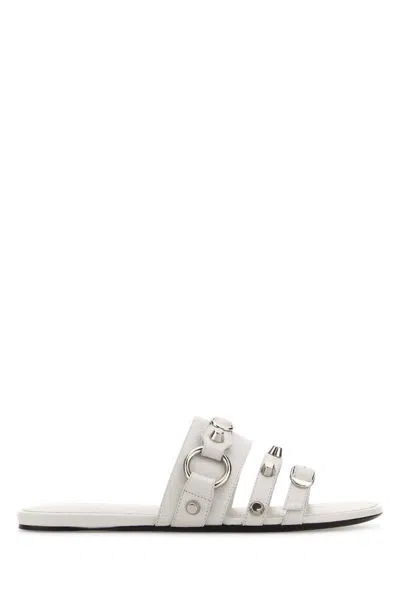 BALENCIAGA WHITE LEATHER CITY SLIPPERS