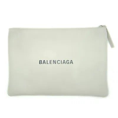 Pre-owned Balenciaga White Leather Clutch Bag ()