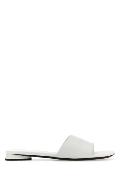 Balenciaga Duty Free Leather Slides In White