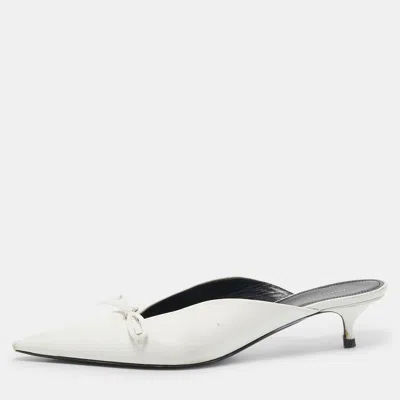 Pre-owned Balenciaga White Leather Knife Bow Mules Size 38.5