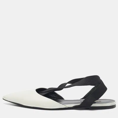 Pre-owned Balenciaga White Leather Knife Pointed Toe Slingback Flats Size 39