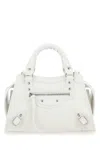 Balenciaga Neo Classic Mini Crocodile Embossed Tote Bag In White
