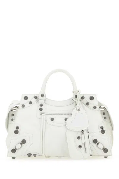 Balenciaga White Leather Neo Cagole City Handbag