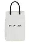 Balenciaga White Leather Phone Case In 9000