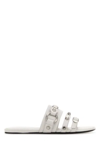 BALENCIAGA WHITE LEATHER SANDALS