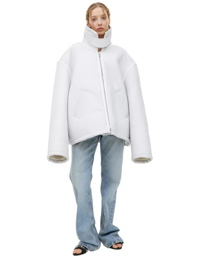 Balenciaga White Leather Sheepskin Coat