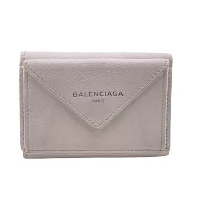 Pre-owned Balenciaga White Leather Wallet (tri-fold) ()
