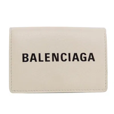Pre-owned Balenciaga White Leather Wallet (tri-fold) ()