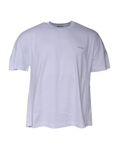 Pre-owned Balenciaga White Logo Cotton Crew Neck Short Sleeves Men's T-shirt ()