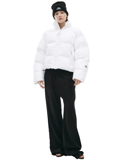 Balenciaga White Logo Down Jacket In Multi