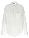 Balenciaga White Shirt With Lettering Logo Embroidered On The Front In Cotton Woman In White