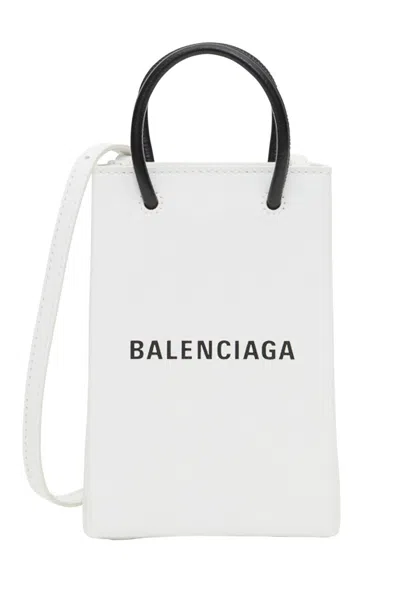 BALENCIAGA WHITE LOGO-PRINT CROSSBODY BAG