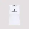 Balenciaga Ribbed Texture Sleeveless Tank Top In White