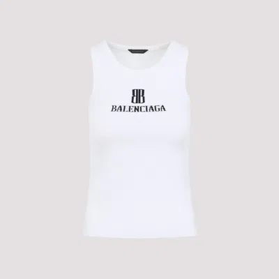 BALENCIAGA WHITE LOGO SLEEVELESS TOP