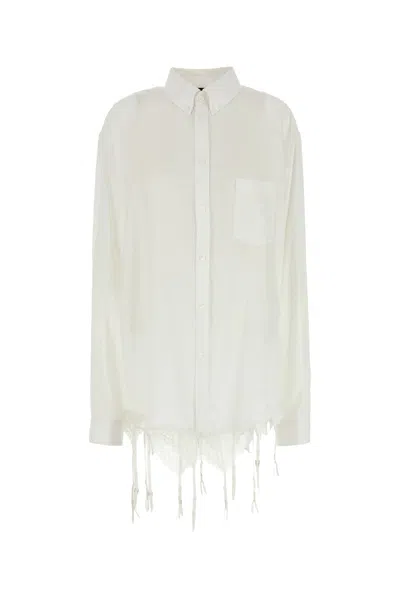 BALENCIAGA CAMICIA OVERSIZE IN LYOCELL BIANCO  DONNA