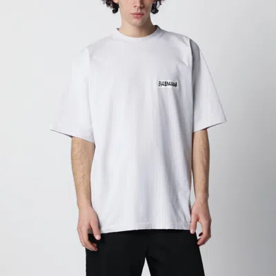 Balenciaga White Masking Tape T-shirt With Medium Fit In Gray