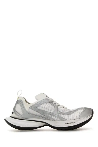 Balenciaga White Mesh And Rubber Circuit Sneakers In Gray