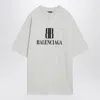 Balenciaga Bb Logo Oversized Distressed T-shirt In Gray