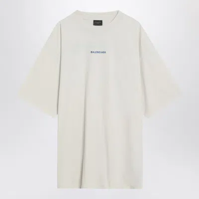 Balenciaga Distressed Logo-embroidered Cotton-jersey T-shirt In Gray