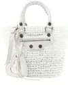 Balenciaga White Nylon & Raffia Le Cagole Small Panier Tote (authentic Pre-  Loved)