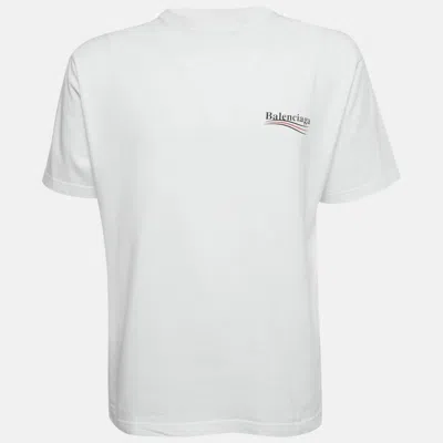 Pre-owned Balenciaga White Political Campaign Print Cotton T-shirt Xxs