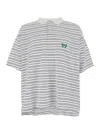 Balenciaga White Polo Shirt With Logo Embroidery On The Front And All-over Striped Motif In Cotton M