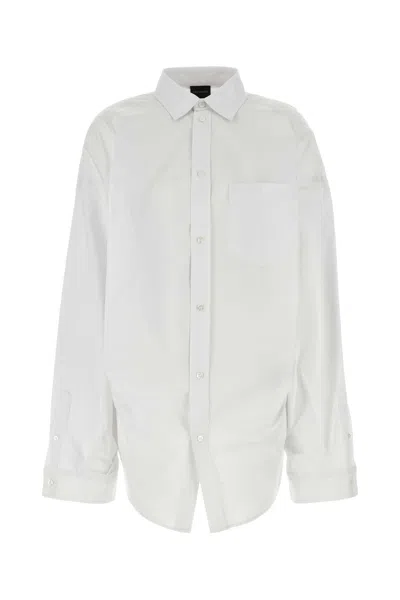 BALENCIAGA ASYMMETRIC SHIRT WITH LOGO EMBROIDERY