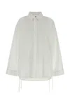 Balenciaga Oversized Button-front Shirt With Drawstring Hem In White