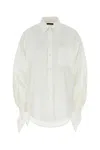 Balenciaga Oversize Cotton Shirt With Knotted Details In White