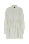 Balenciaga Shirt Dress With Pleated Design And Elastic Waist In White