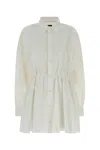 Balenciaga Shirt Dress With Pleated Design And Elastic Waist In White