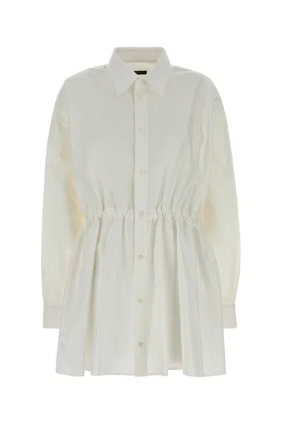BALENCIAGA WHITE POPLIN SHIRT DRESS