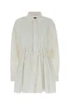 Balenciaga Shirt Dress With Pleated Design And Elastic Waist In White