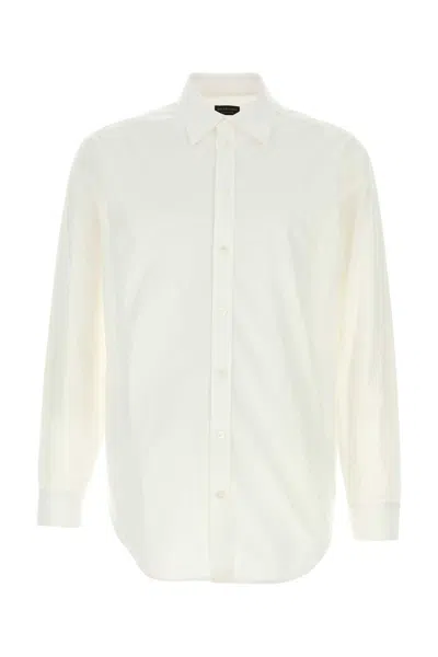 Balenciaga White Poplin Shirt In Yellow