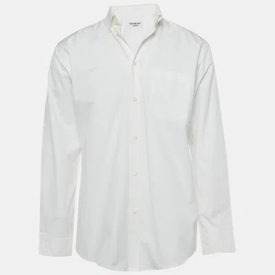 Pre-owned Balenciaga White Printed Cotton Oversized Shirt Xs