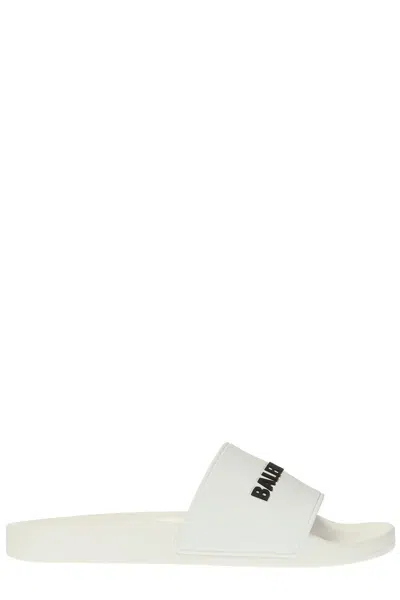 Balenciaga White Rubber Pool Slippers