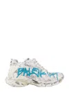 Balenciaga Distressed White Sneakers With Bold Graphic Print In White