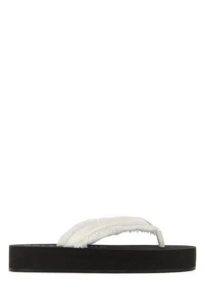 Balenciaga White Satin Jet Leg Thong Slippers