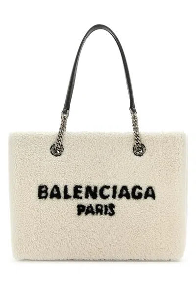 BALENCIAGA WHITE SHEARLING DUTY FREE M HANDBAG