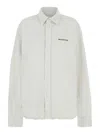 Balenciaga White Shirt With Lettering Logo Embroidered On The Front In Cotton Woman In White